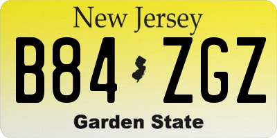 NJ license plate B84ZGZ
