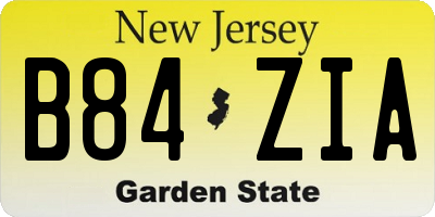 NJ license plate B84ZIA