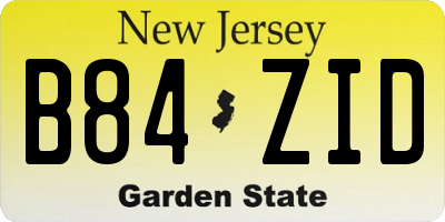 NJ license plate B84ZID