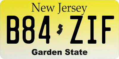 NJ license plate B84ZIF