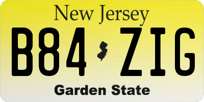 NJ license plate B84ZIG