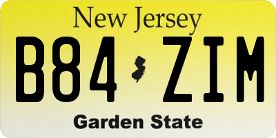 NJ license plate B84ZIM