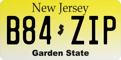 NJ license plate B84ZIP
