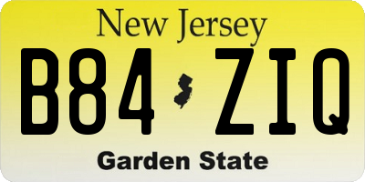 NJ license plate B84ZIQ