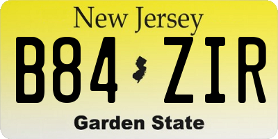 NJ license plate B84ZIR
