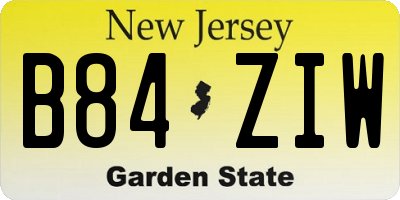 NJ license plate B84ZIW