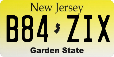 NJ license plate B84ZIX