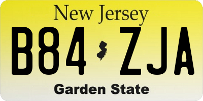 NJ license plate B84ZJA