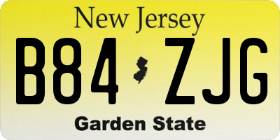 NJ license plate B84ZJG