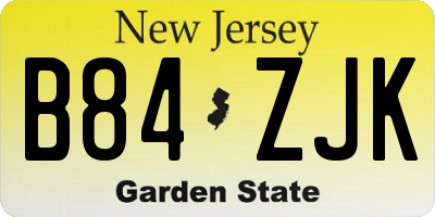 NJ license plate B84ZJK