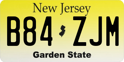 NJ license plate B84ZJM