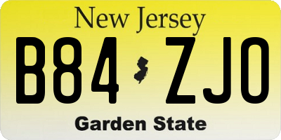 NJ license plate B84ZJO