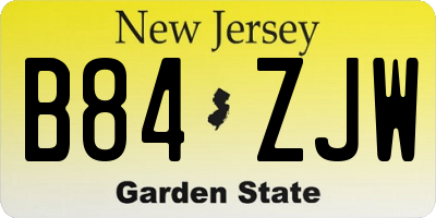NJ license plate B84ZJW