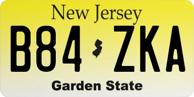 NJ license plate B84ZKA