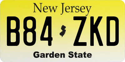 NJ license plate B84ZKD