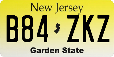 NJ license plate B84ZKZ