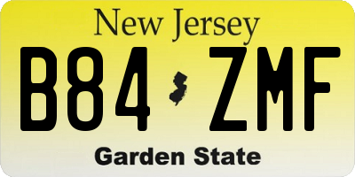 NJ license plate B84ZMF