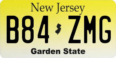 NJ license plate B84ZMG