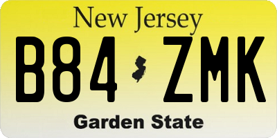 NJ license plate B84ZMK