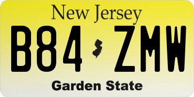 NJ license plate B84ZMW