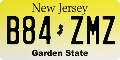 NJ license plate B84ZMZ