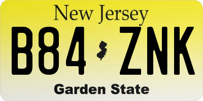 NJ license plate B84ZNK