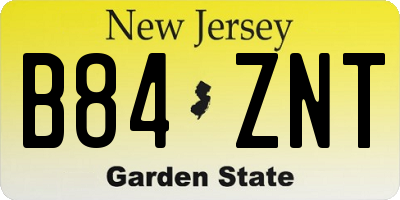 NJ license plate B84ZNT