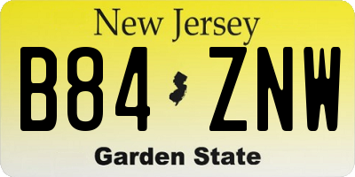 NJ license plate B84ZNW