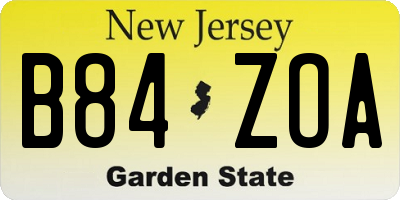 NJ license plate B84ZOA