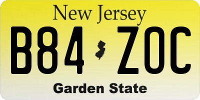 NJ license plate B84ZOC