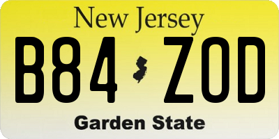 NJ license plate B84ZOD