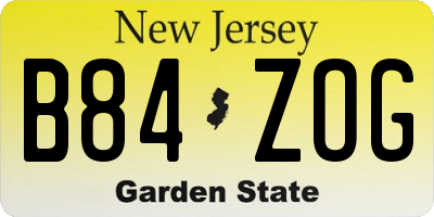 NJ license plate B84ZOG