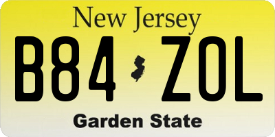 NJ license plate B84ZOL