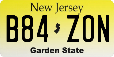 NJ license plate B84ZON