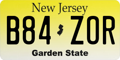 NJ license plate B84ZOR