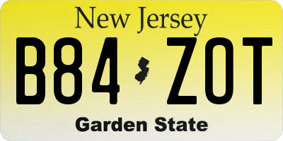 NJ license plate B84ZOT