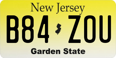NJ license plate B84ZOU