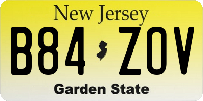 NJ license plate B84ZOV