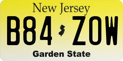 NJ license plate B84ZOW
