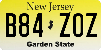 NJ license plate B84ZOZ