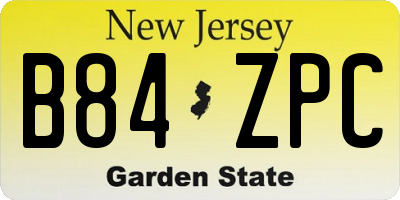 NJ license plate B84ZPC
