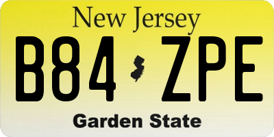 NJ license plate B84ZPE