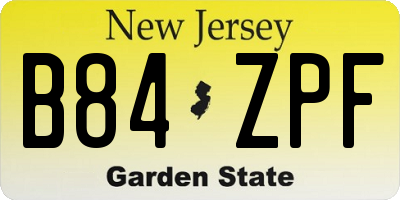NJ license plate B84ZPF