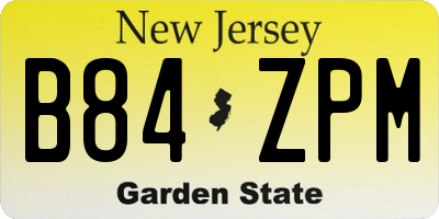 NJ license plate B84ZPM