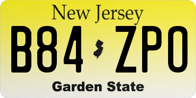 NJ license plate B84ZPO