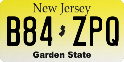 NJ license plate B84ZPQ