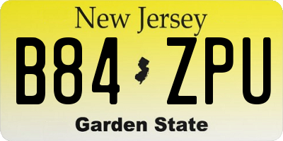 NJ license plate B84ZPU