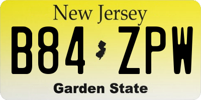 NJ license plate B84ZPW