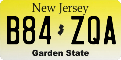 NJ license plate B84ZQA