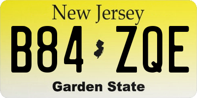 NJ license plate B84ZQE